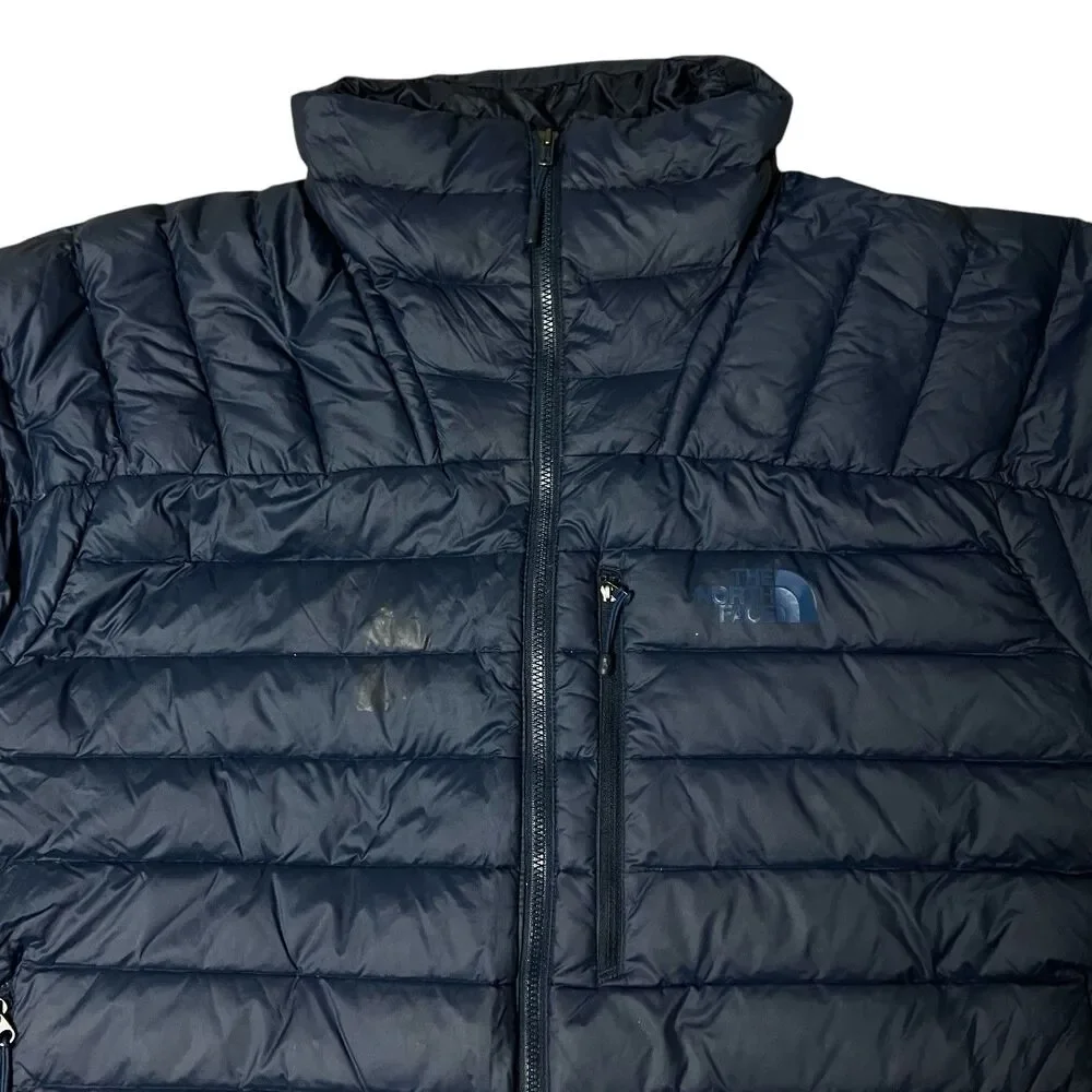 The North Face 800 Down Puffer Jacket Mens L Navy Blue Full Zip Lightweight READ